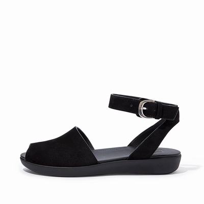 Fitflop Cova Suede Peep-Toe - Sandalen Damen - Schwarz (DTU897615)